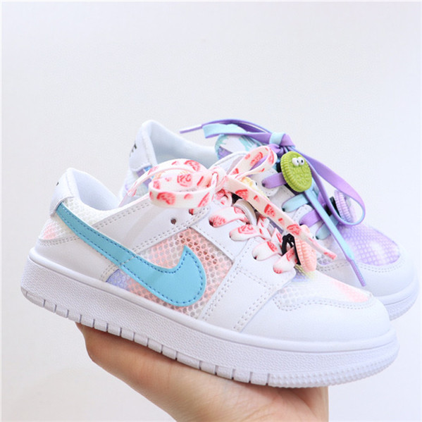 Youth Running Weapon Air Jordan 1 Low White/Blue Shoes 096